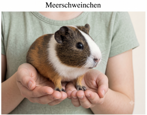 Meerschweinchen auf den Händen einer Person gehalten